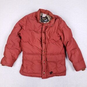 Vintage Walls Blizzard Pruf Down Jacket Class I 36 Reg Rust Red USA Made Sz L